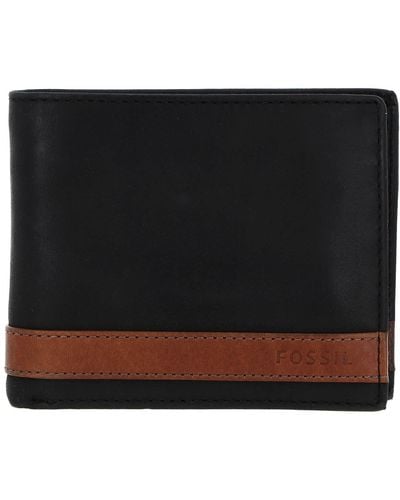 Fossil Men's Quinn Trifold Leather Wallet - Black - Nero