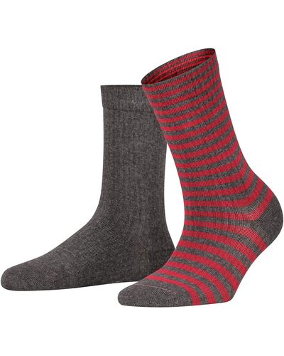 Esprit Sporty Stripe 2-pack Socks - Red