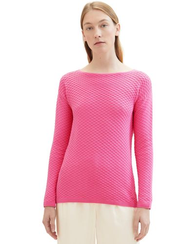 Tom Tailor Basic Sweatshirt mit Struktur - Pink