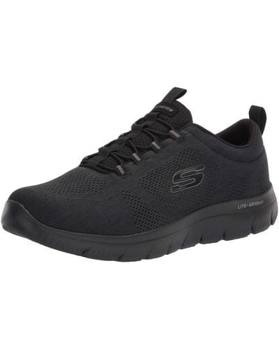 Skechers Summits LOUVIN ,Männer Sneaker,Halbschuhe,Sportschuhe,Slipper,Gummizug,atmungsaktiv,Wechselfußbett,Turnschuhe,Schwarz,45