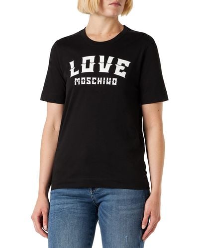 Love Moschino Maglietta a iche Corte con vestibilità Regolare T-Shirt - Nero