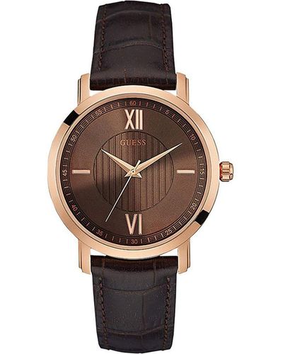 Guess Quartz Watch With Black Dial Analogue Display Quartz Leather W0793g3 - Brown