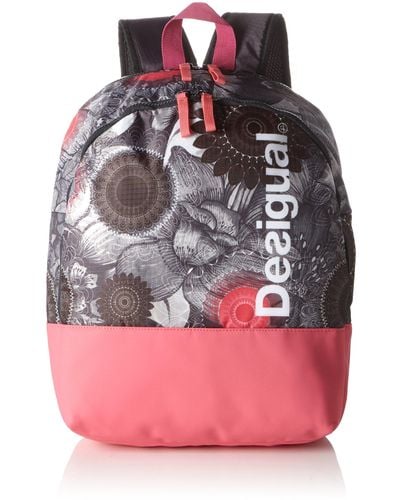 Desigual S Bols B Backpack Gris Metal - Pink