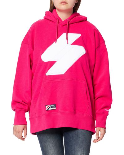 Superdry Code Logo Che OS Hood Hooded Sweatshirt - Pink