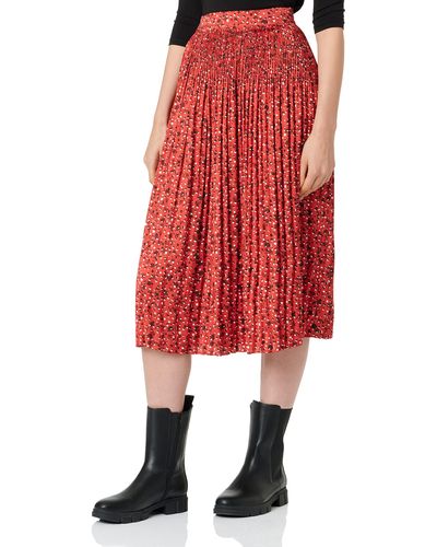Scotch & Soda Pleated Printed Maxi Skirt In Recycled Polyester - Red