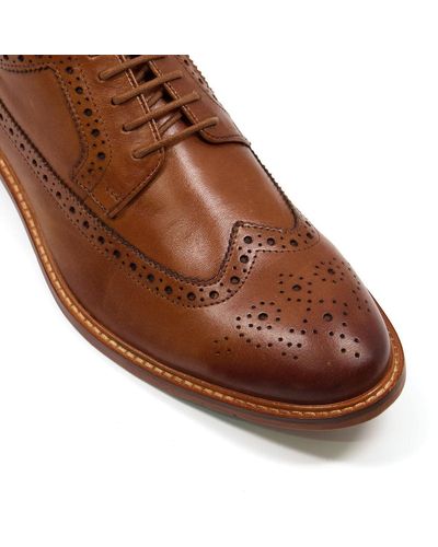 Dune S Superior Wingtip Brogue Shoes Size Uk 8 Brown Flat Heel Suede Brogues