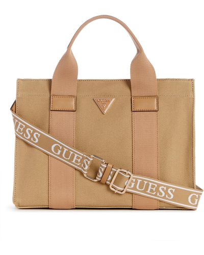 Guess Canvas Ii Tote Bag S Beige - Natural