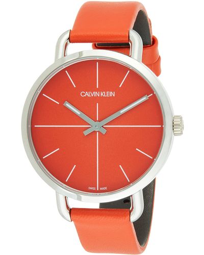 Calvin Klein Erwachsene Analog-Digital Quarz Uhr mit Edelstahl Armband K7B21626 - Rot