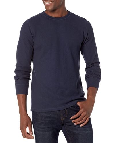 Amazon Essentials Regular-fit Long-sleeve Waffle Henley Shirt - Blue