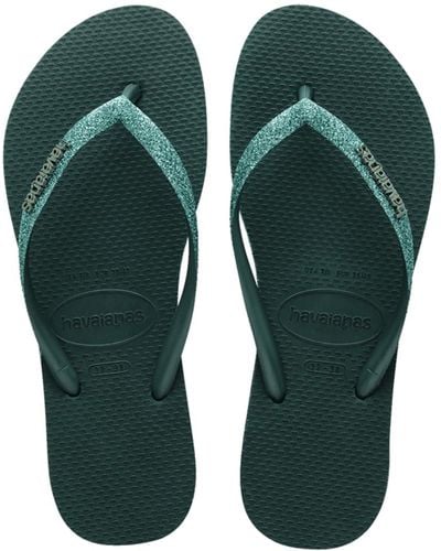 Havaianas Slim Sparkle Ii Glitter On Top Durable Rubber Sandals - Green