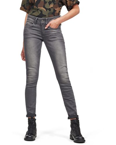 G-Star RAW Lynn Mid-Waist Skinny Jeans Donna - Grigio