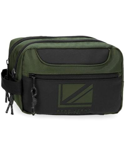 Pepe Jeans Bromley Ldn Toiletry Bag Two Compartments Adaptable Green 26 X 16 X 12 Cm Polyester With Faux Leather Details