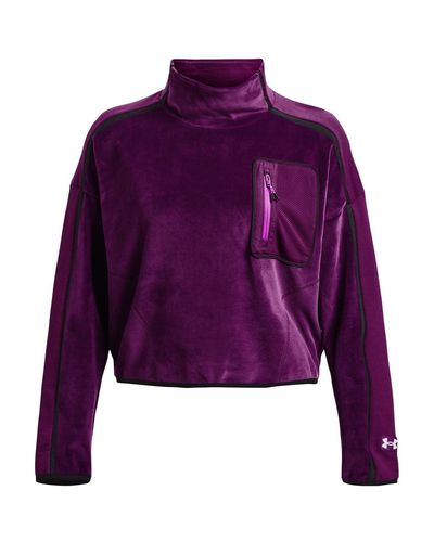 Under Armour Ua Journey Fleece Mock Neck Top In Purple