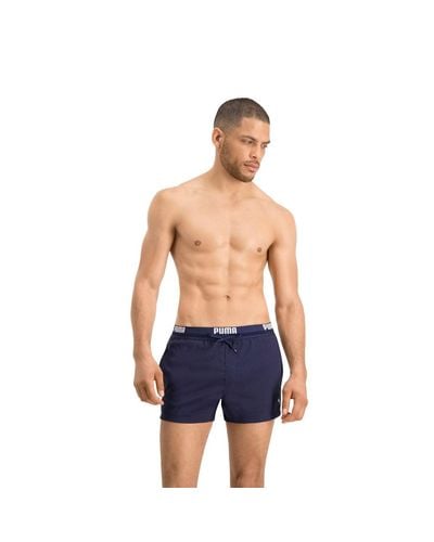 PUMA Logo Short Length Swimming Shorts Swim Trunks - Azul
