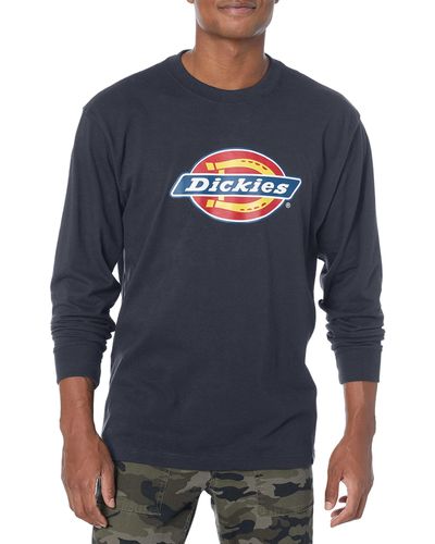 Dickies Big & Tall Long Sleeve Tri-color Logo Graphic T-shirt - Blue