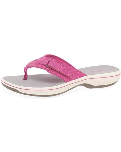 Clarks Brinkley Sea Synthetic Sandals In Fuchsia Standard Fit Size 4 - Pink