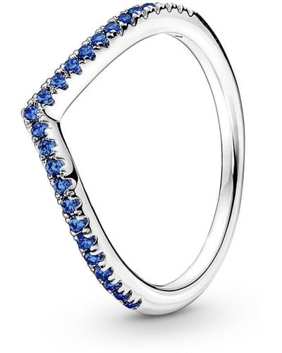PANDORA Anello da donna Wish scintillante blu argento 196316C02-50 misura anello 50/15,9