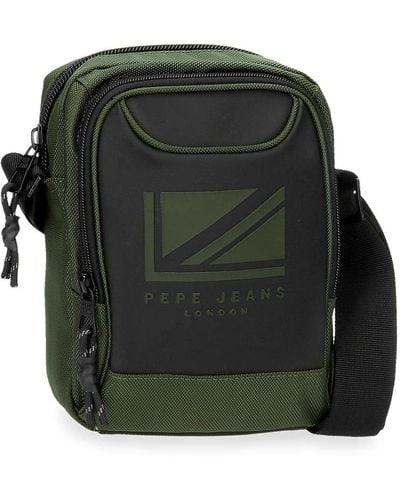 Pepe Jeans Bromley Ldn Medium Green Crossbody Bag 17 X 22 X 8 Cm Polyester With Faux Leather Details