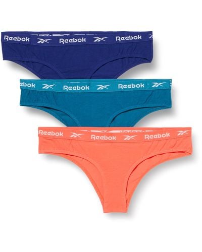 Reebok Damen Slips In Lila/orange/blau | Mikrofaser-bund Briefs - Blue