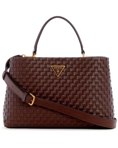 Guess Lisbet 2 Compartment Satchel - Brown