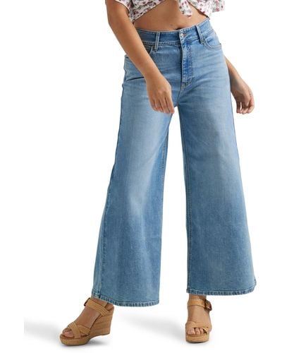 Wrangler Crop-Jeans mit hohem Bund und weitem Bein - Blau