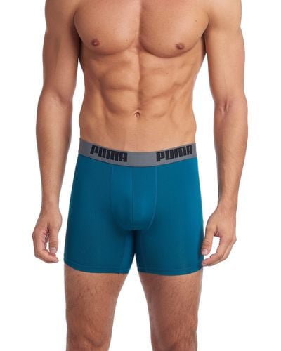 PUMA 3 Pack Boxer Brief, Red/grey/teal, Large - Gray