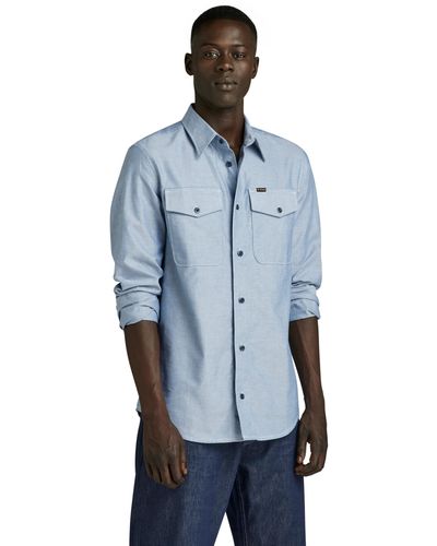G-Star RAW Marine Slim Shirt Long Sleeve Magliette - Blu