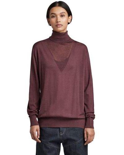 G-Star RAW Core Roll Neck Knitted Pullover - Red
