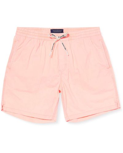 Scotch & Soda Mid-Length Bright Garment-Dyed Swim Shorts - Orange
