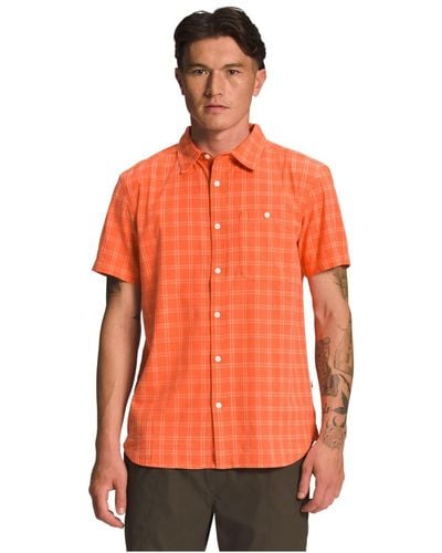 The North Face Loghill S/s Shirt - Men's, Dusty Coral Orange Tnf Grid Plaid, Xl