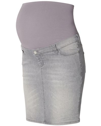 Esprit Skirt Denim Over The Belly Mid Falda - Gris