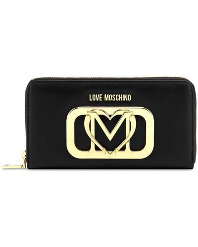 Love Moschino Portemonnaie mit Logo-Schild - Schwarz