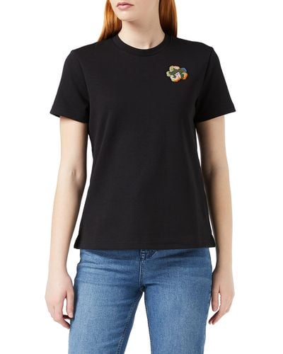 Ted Baker Renako Tee With Flower On Chest - Black