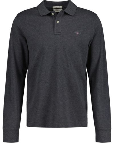 GANT Reg Shield Ls Pique Rugger Polo Shirt - Grey