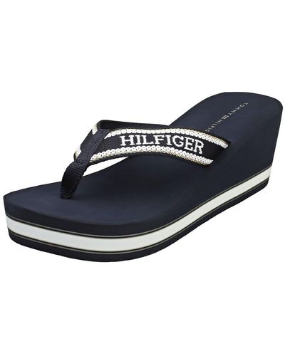 Tommy Hilfiger Hilfiger Wedge Beach Sandal Fw0fw07903 Flip Flops - Blue
