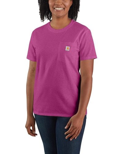 Carhartt Plus Size Loose Fit Heavyweight Short-sleeve Pocket T-shirt - Purple