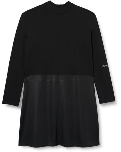 Calvin Klein Kleid Plus Coated Milano A-Line Langarm - Schwarz