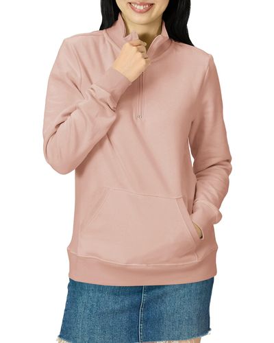 Amazon Essentials Long-Sleeve Lightweight French Terry Fleece Quarter-Zip Top Fashion-Sweatshirts - Rose