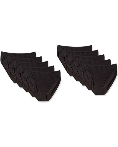 Amazon Essentials Plus-size 6-pack Hi-cut Katoen Stretch Bikini Panty Ondergoed - Zwart