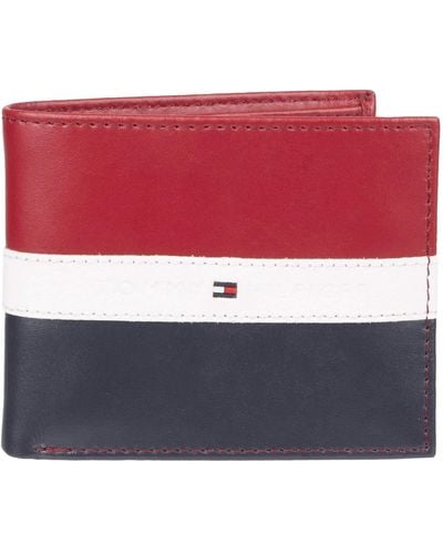 Tommy Hilfiger Leather Wallet Red Navy - Rouge