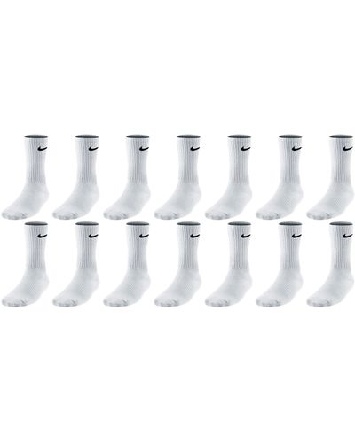 Nike Lot de 14 paires de chaussettes longues pour homme ou femme Blanc ou noir ou blanc gris noir