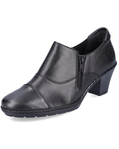 Rieker 57173-02 Black Leather s Boot Shoes 40 Black - Schwarz