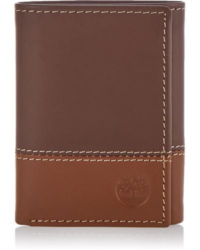 Timberland Leather Trifold Wallet with Id Window Reisezubehr-Dreifachgefaltete Brieftasche - Braun