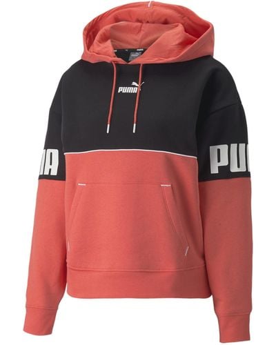 PUMA Power Colorblock Fleece Hoodie Hooded Sweatshirt - Red