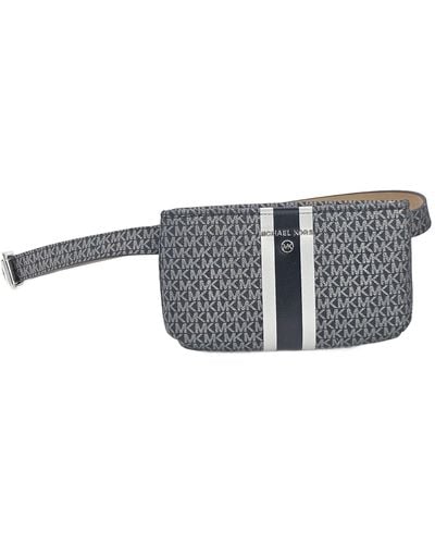 Michael Kors 556346c Black/silver With Silver Hardware Mk Logo Design Waist Bag Fanny Pack Size S/m