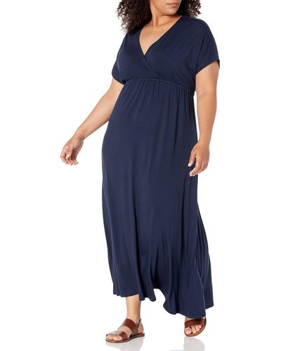 Amazon Essentials Plus Size Surplice Maxi Dress - Blue