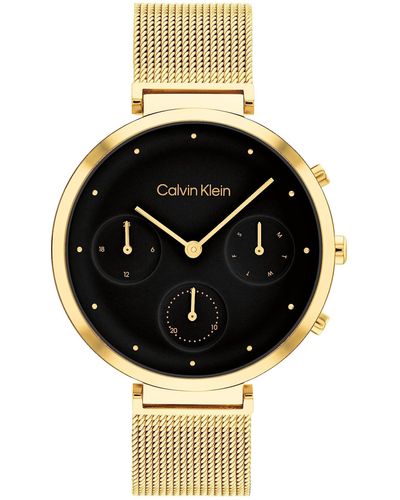 Calvin Klein Reloj Analógico de Cuarzo multifunción para mujer con Correa en Acero Inoxidable Negro - 25200288