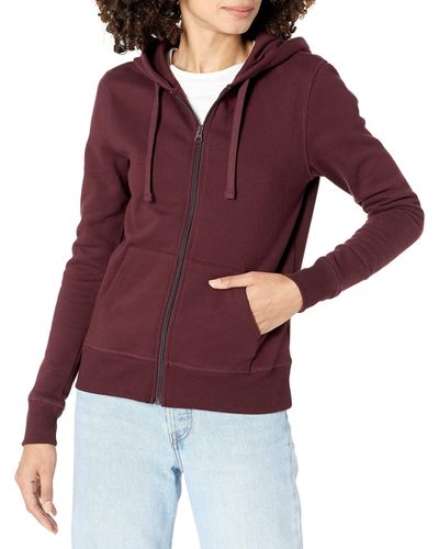 Amazon Essentials Sweatshirt à Capuche Entièrement Zippé en Molleton et Éponge - Rouge