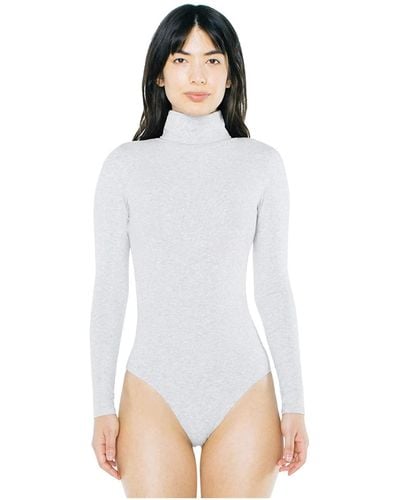 American Apparel Cotton Spandex Long Sleeve Turtleneck Bodysuit - White
