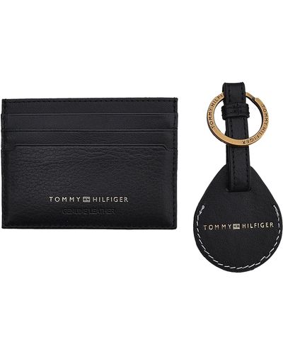 Tommy Hilfiger Creditcards Etui Sleutelhanger Set Airtag Leer Zwart